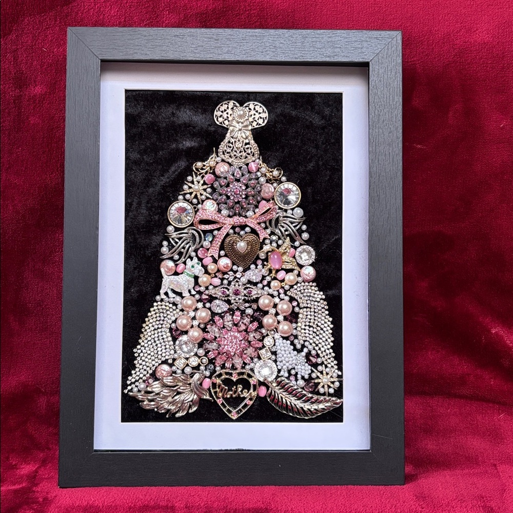Handmade Brooch Christmas Tree Framed Art